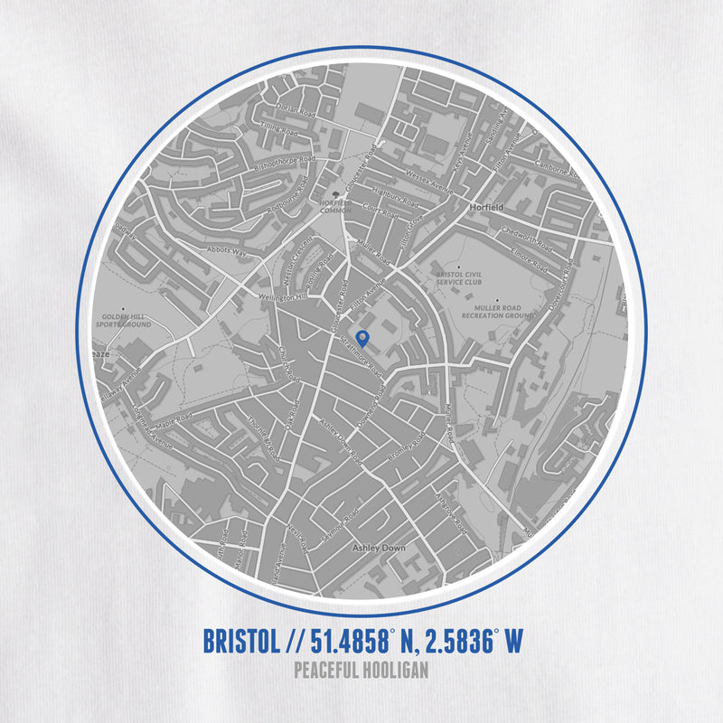 Bristol Rovers Location T-Shirt White - Peaceful Hooligan 