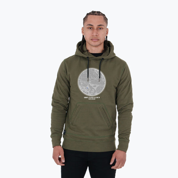 Cardiff City Location Hoodie Olive - Peaceful Hooligan 