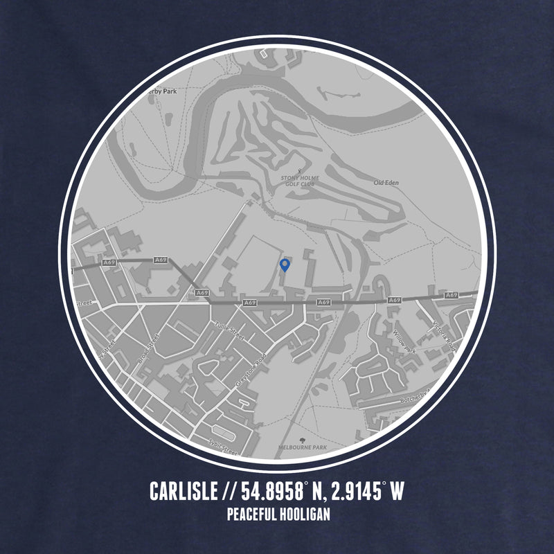 Carlisle United Location Hoodie Navy - Peaceful Hooligan 