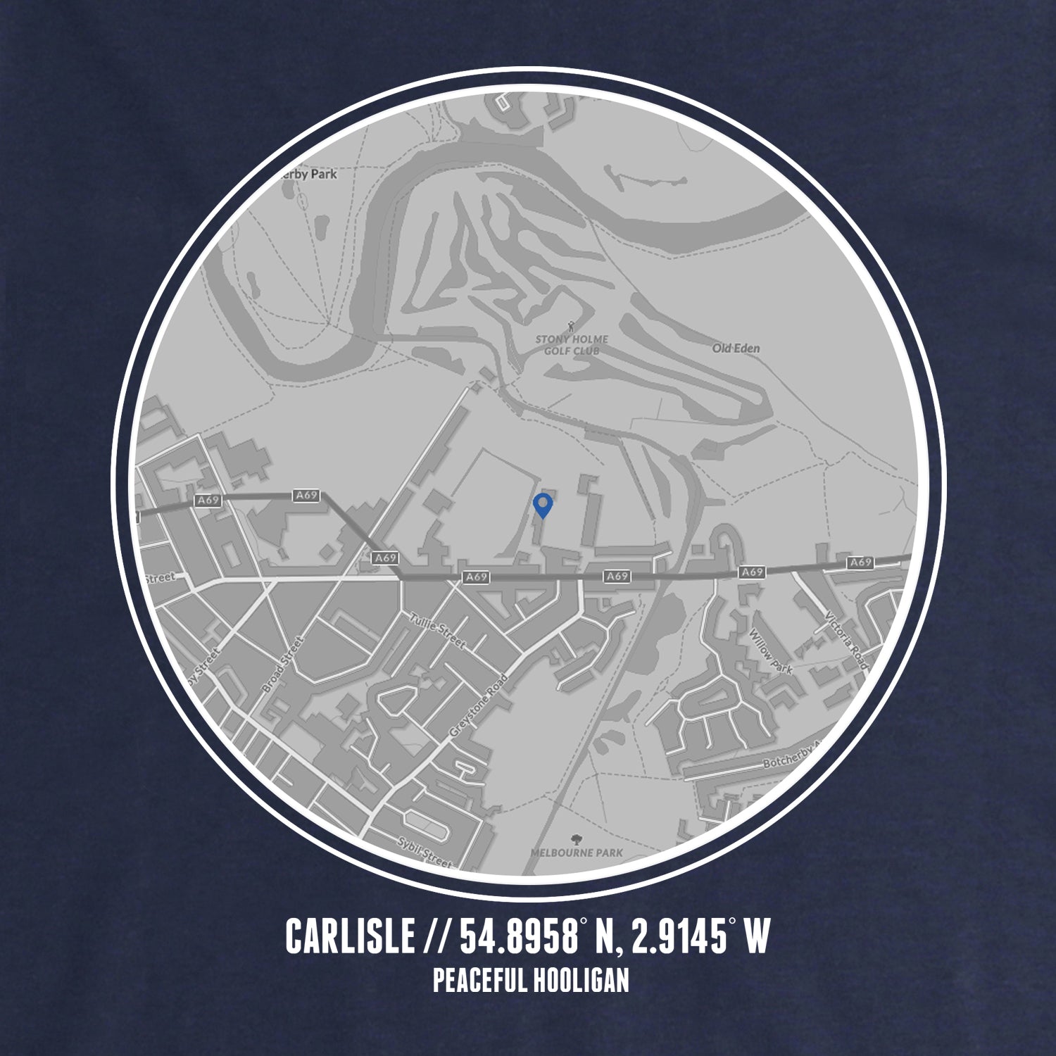 Carlisle Location Hoodie Navy - Peaceful Hooligan 