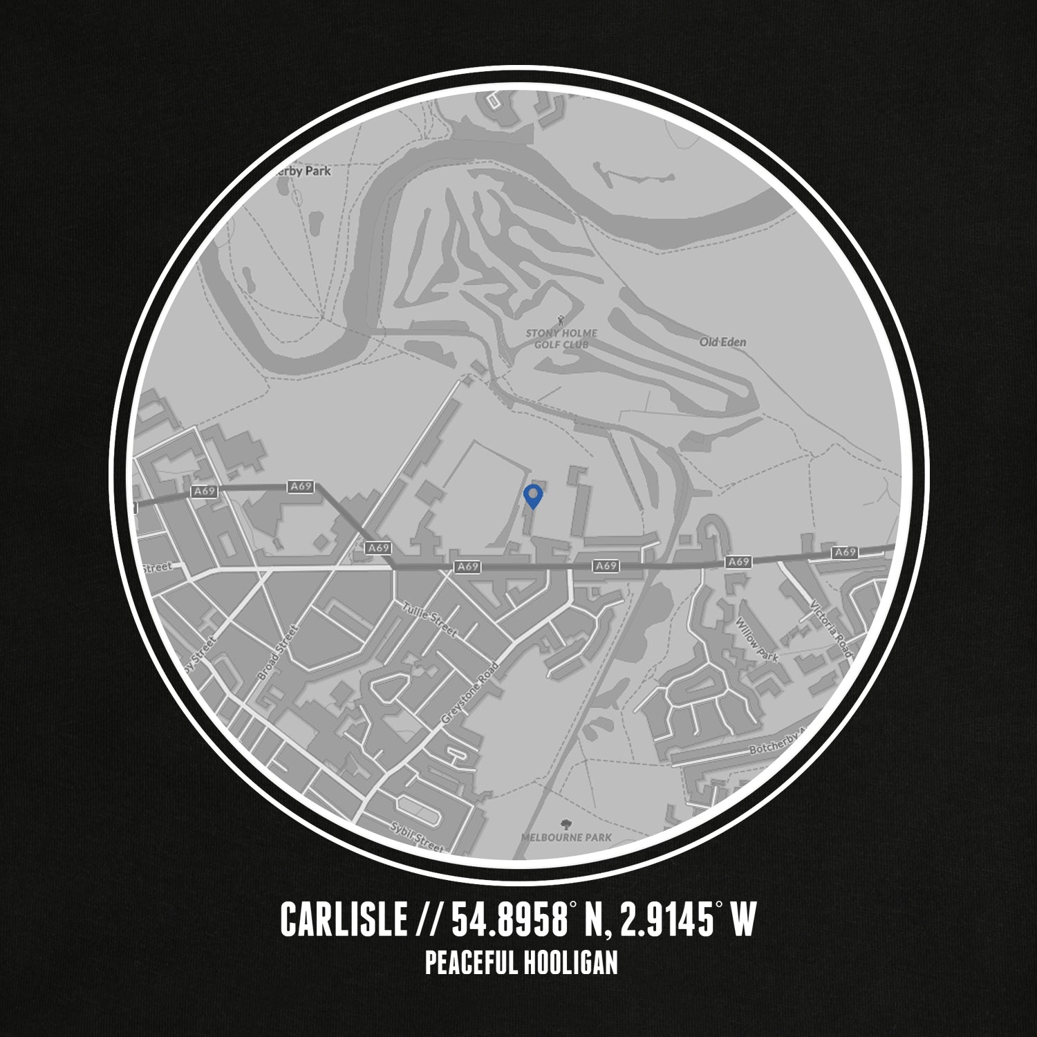 Carlisle Location Sweatshirt Black - Peaceful Hooligan 