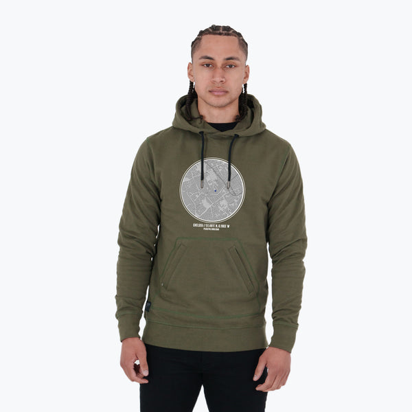 Chelsea Location Hoodie Olive - Peaceful Hooligan 