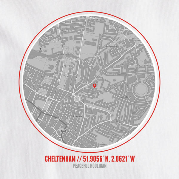 Cheltenham Town Location T-Shirt White - Peaceful Hooligan 