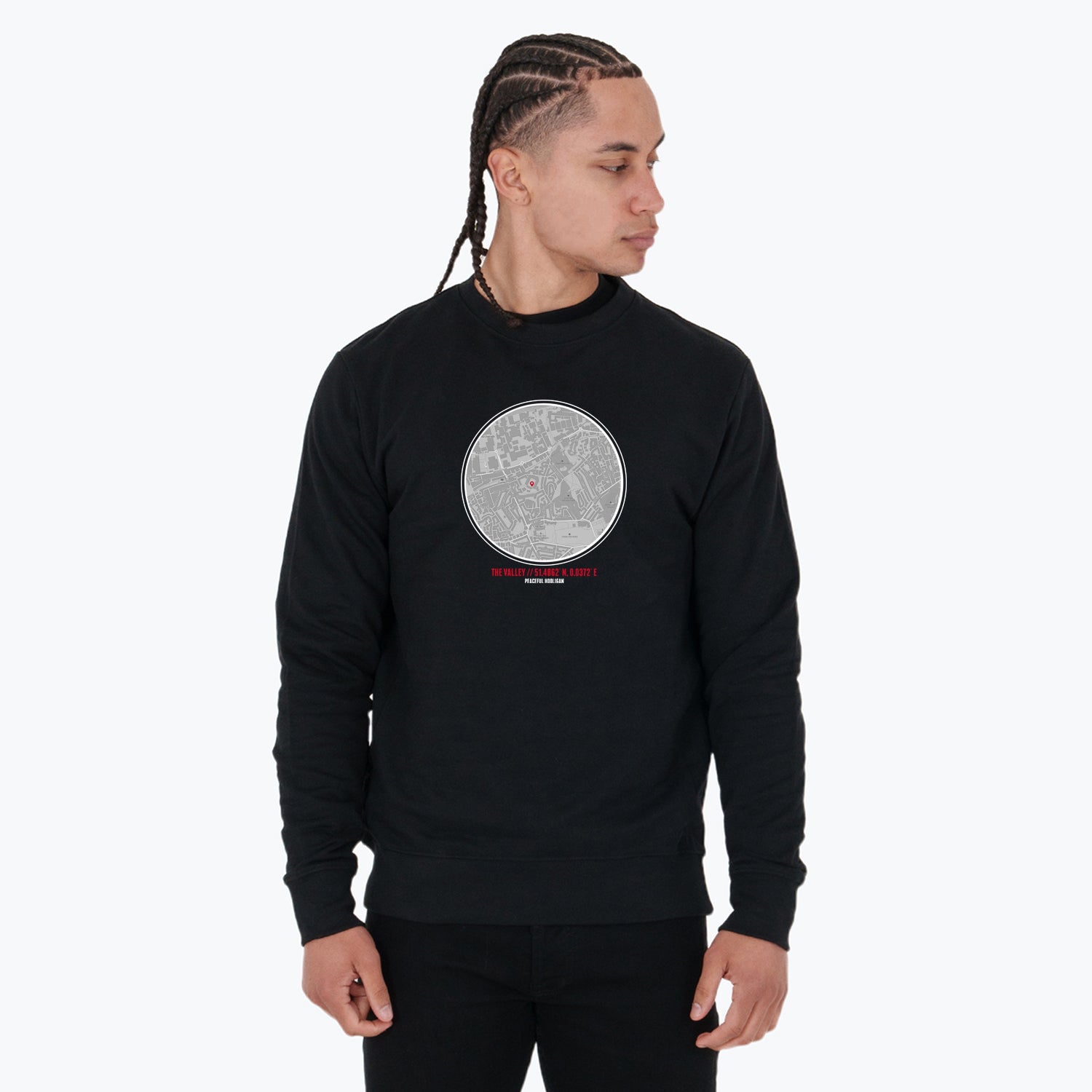 The Valley Location Sweatshirt Black - Peaceful Hooligan 