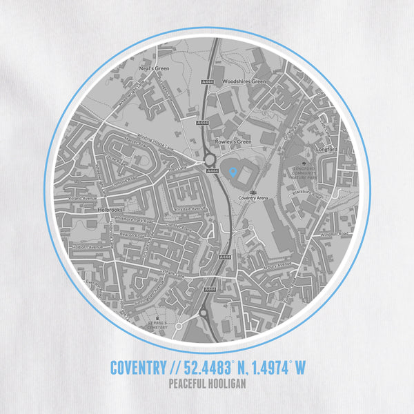 Coventry City Location T-Shirt White - Peaceful Hooligan 