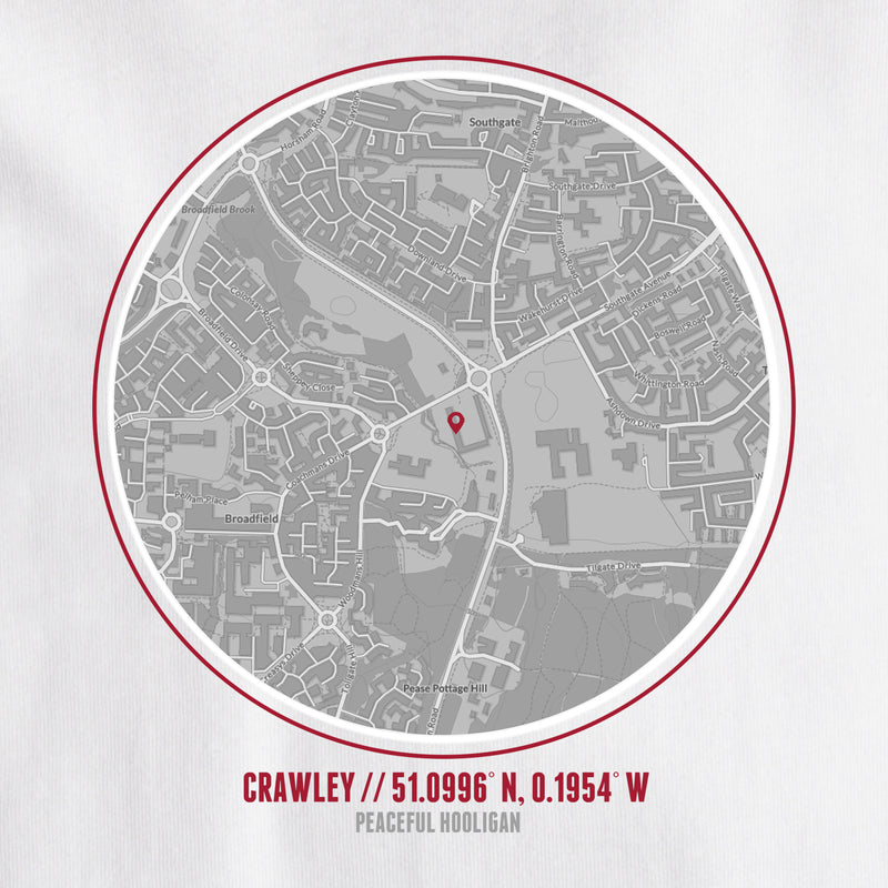 Crawley Town Location T-Shirt White - Peaceful Hooligan 