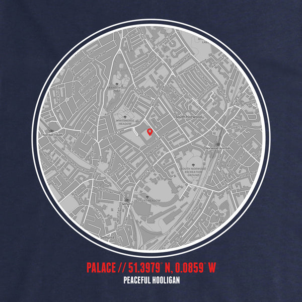 Crystal Palace Location Sweatshirt Navy - Peaceful Hooligan 