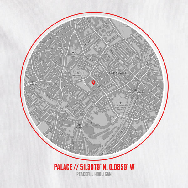 Crystal Palace Location T-Shirt White - Peaceful Hooligan 