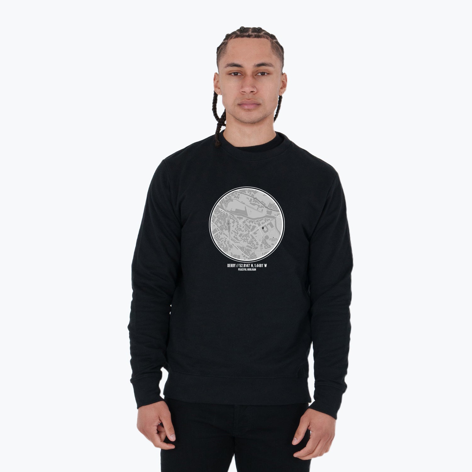 Derby Location Sweatshirt Black - Peaceful Hooligan 