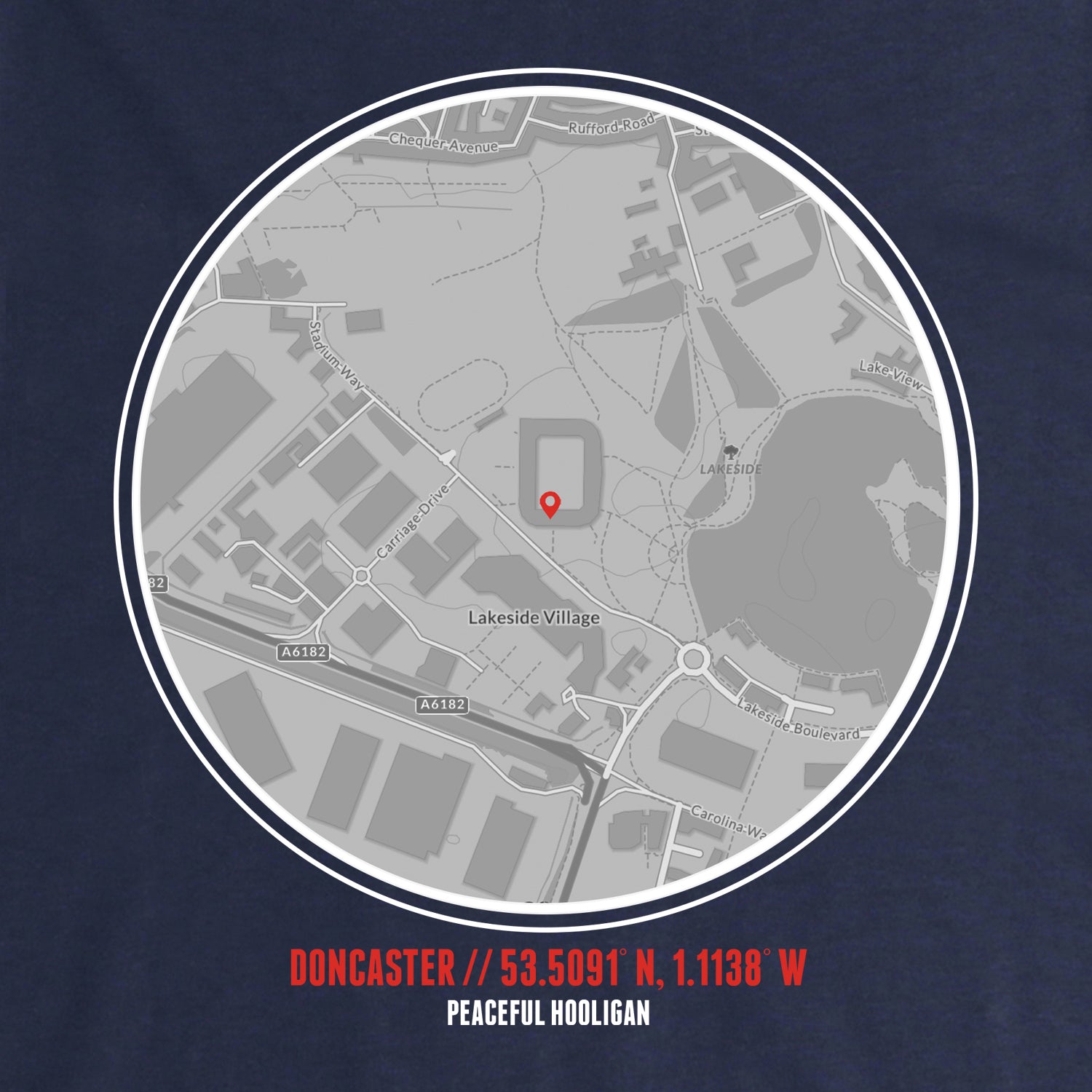 Doncaster Location Sweatshirt Navy - Peaceful Hooligan 