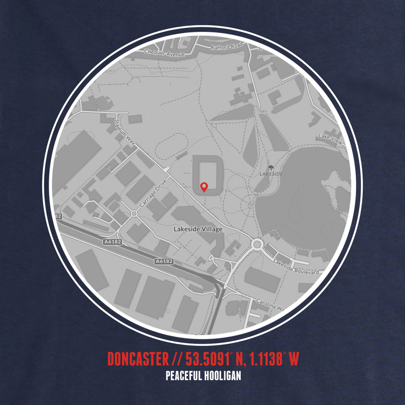 Doncaster Rovers Location Sweatshirt Navy - Peaceful Hooligan 