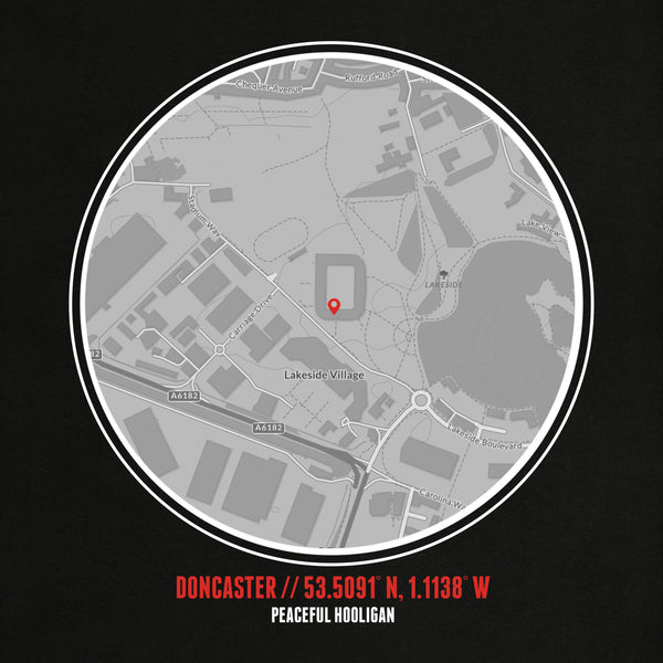 Doncaster Rovers Location T-Shirt Black - Peaceful Hooligan 