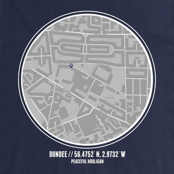 Dundee FC Location Hoodie Navy - Peaceful Hooligan 