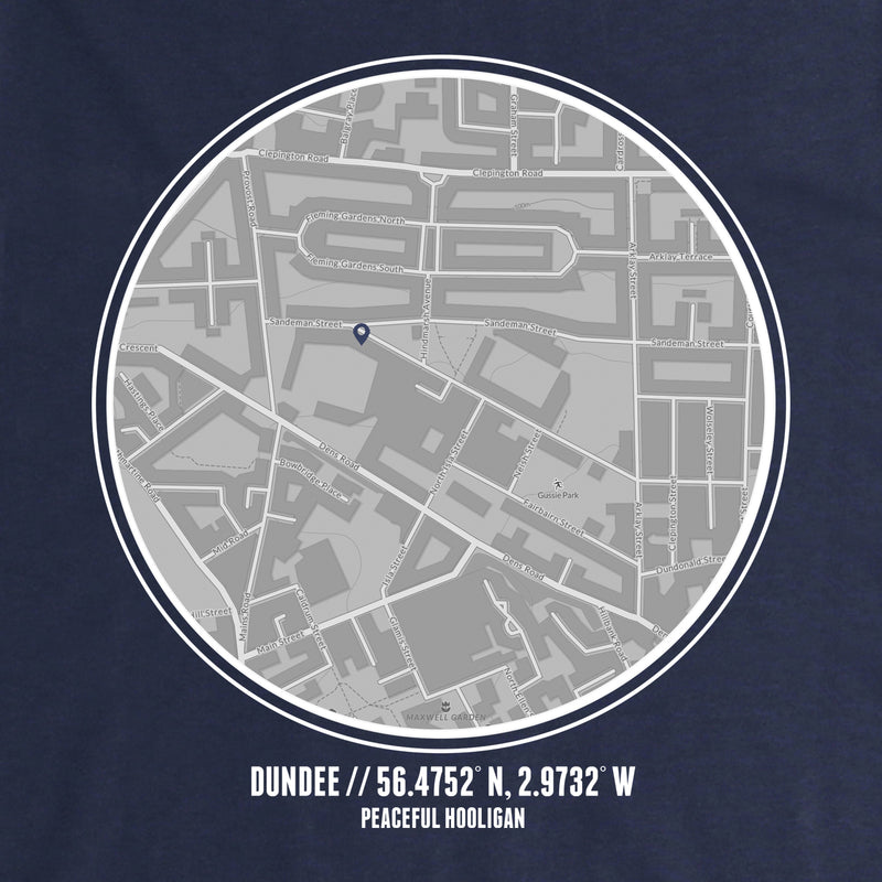 Dundee FC Location Hoodie Navy - Peaceful Hooligan 