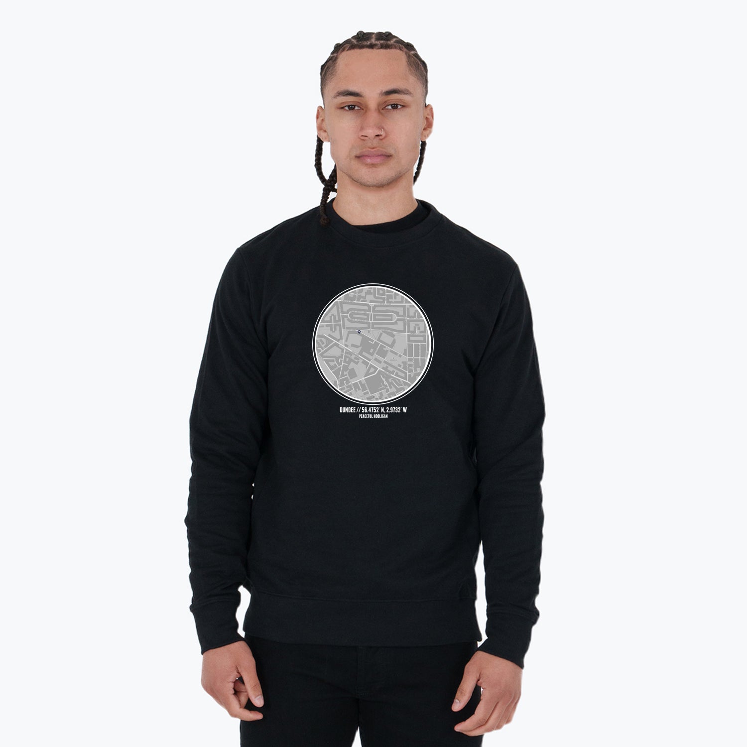 Dundee FC Location Sweatshirt Black - Peaceful Hooligan 