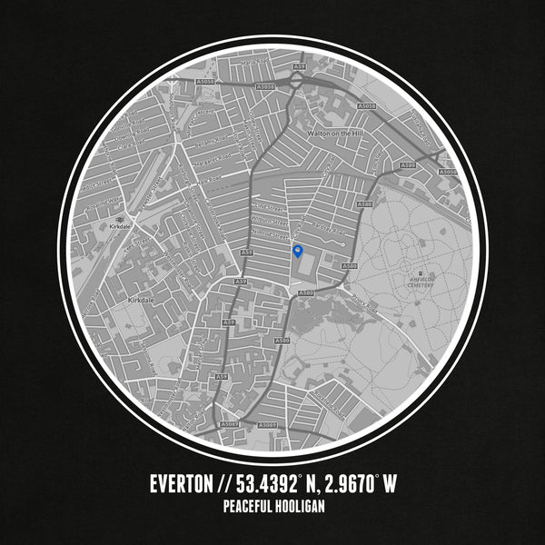 Everton Location T-Shirt Black - Peaceful Hooligan 