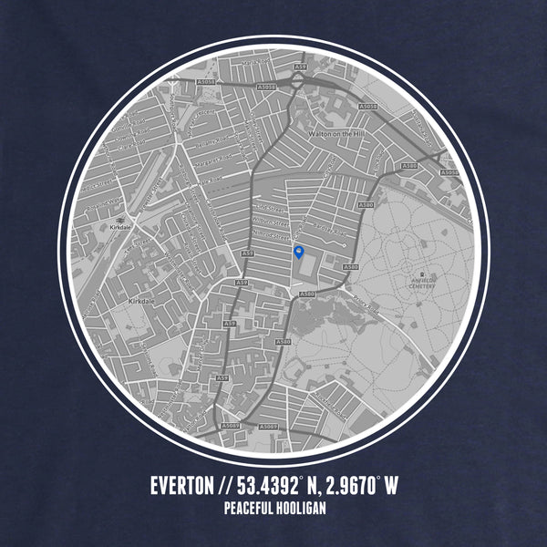 Everton Location T-Shirt Navy - Peaceful Hooligan 