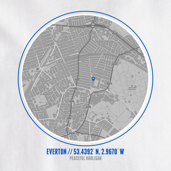 Everton Location T-Shirt White - Peaceful Hooligan 