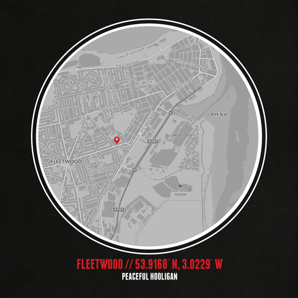 Fleetwood Town Location Hoodie Black - Peaceful Hooligan 