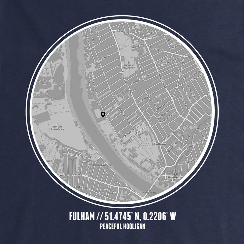 Fulham Location Hoodie Navy - Peaceful Hooligan 