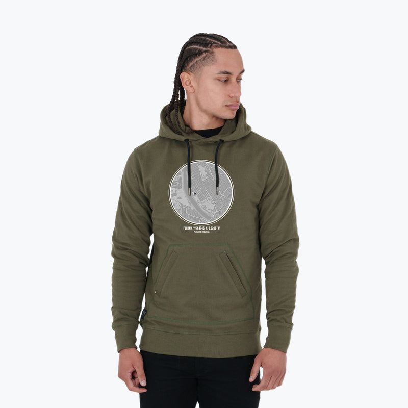 Fulham Location Hoodie Olive - Peaceful Hooligan 