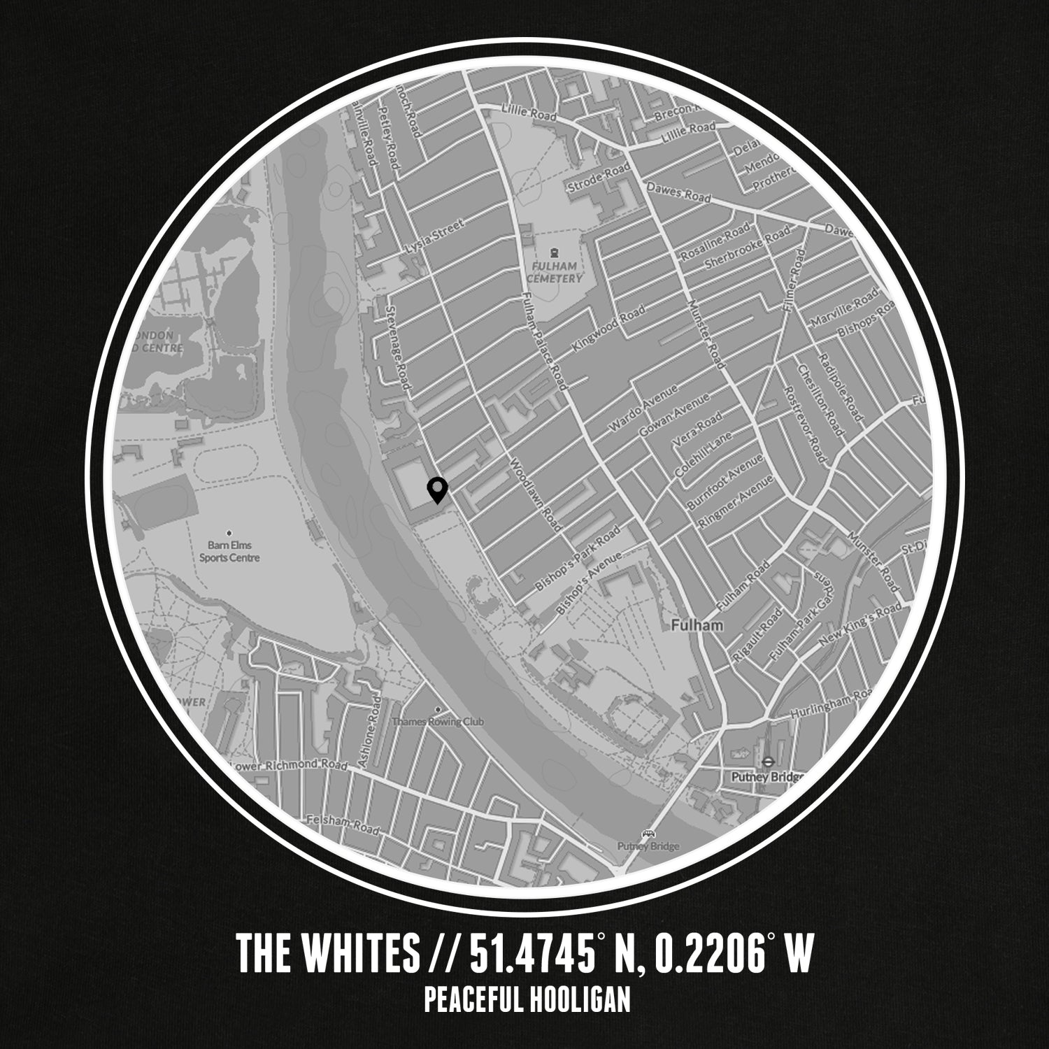 Fulham Location Sweatshirt Black - Peaceful Hooligan 