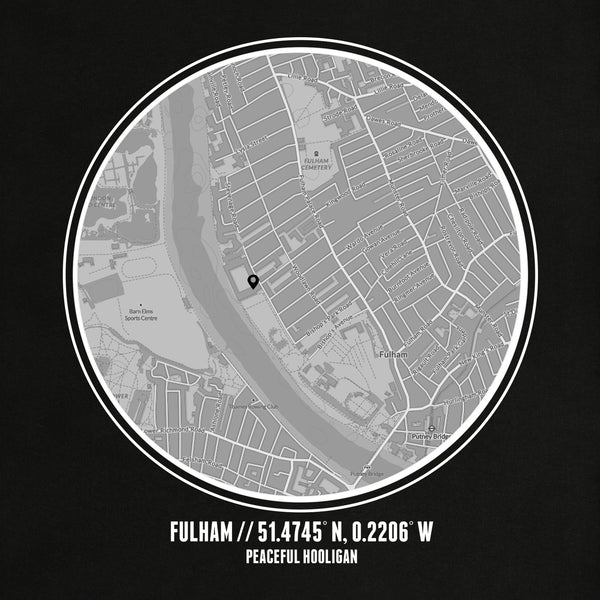 Fulham Location T-Shirt Black - Peaceful Hooligan 