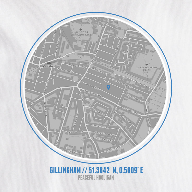 Gillingham Location T-Shirt White - Peaceful Hooligan 