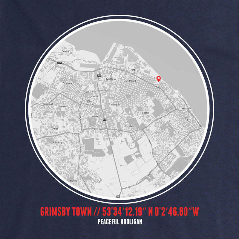 Grimsby Town Location Hoodie Navy - Peaceful Hooligan 