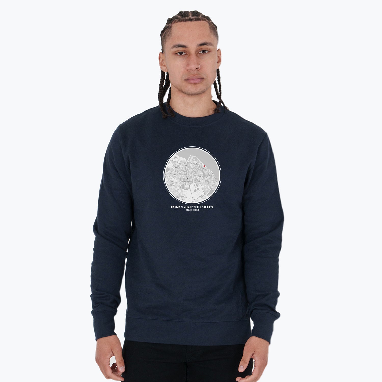 Grimsby Location Sweatshirt Navy - Peaceful Hooligan 