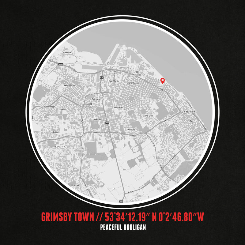 Grimsby Town Location T-Shirt Black - Peaceful Hooligan 