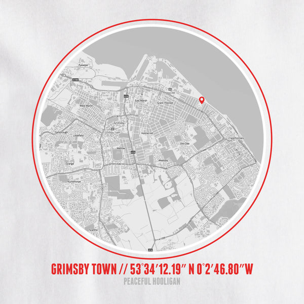 Grimsby Town Location T-Shirt White - Peaceful Hooligan 