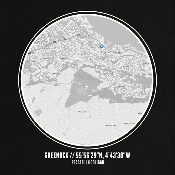 Greenock Morton Location T-Shirt Black - Peaceful Hooligan 