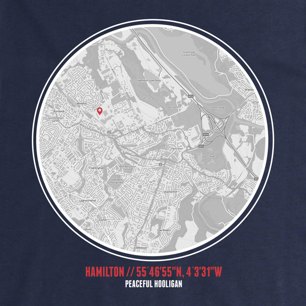 Hamilton Academical Location T-Shirt Navy - Peaceful Hooligan 