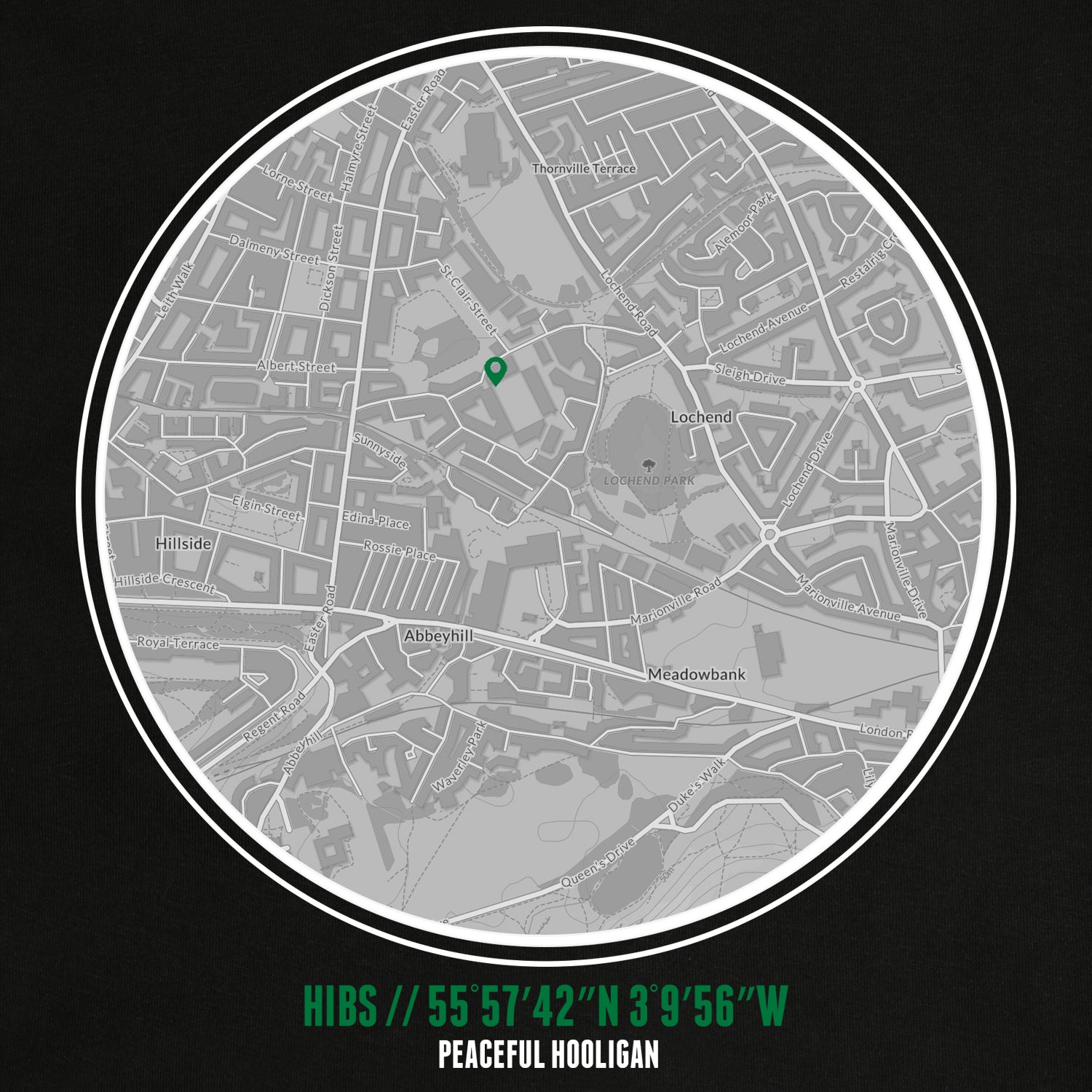 Hibernian Location Sweatshirt Black - Peaceful Hooligan 