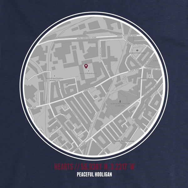 Heart Of Midlothian Location Hoodie Navy - Peaceful Hooligan 