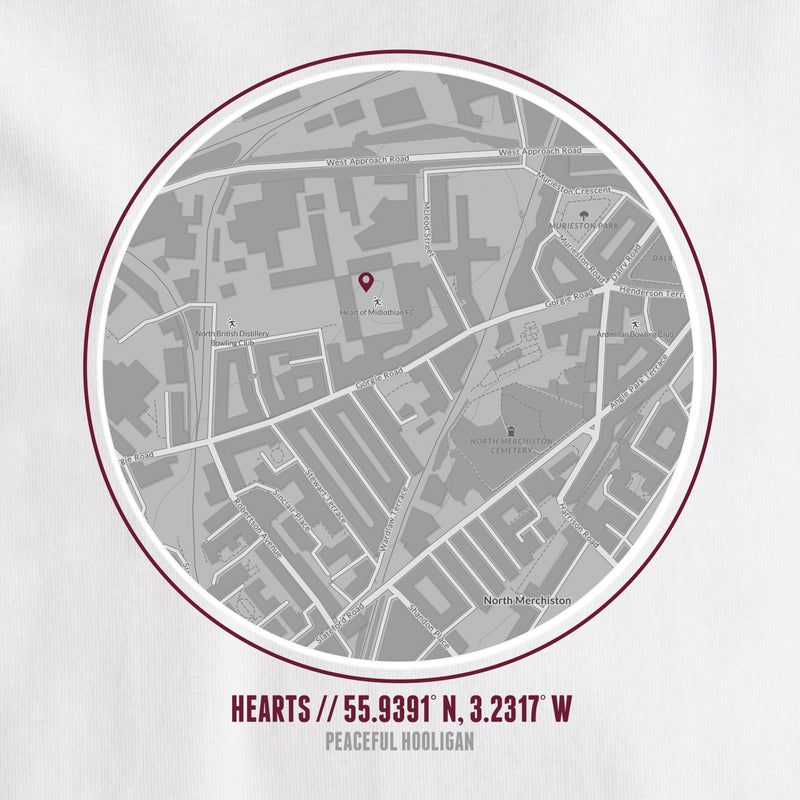 Heart Of Midlothian Location T-Shirt White - Peaceful Hooligan 