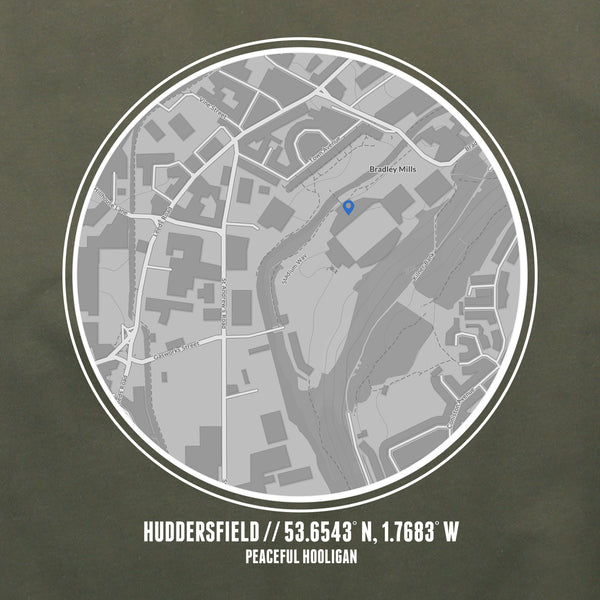 Huddersfield Town Location Hoodie Olive - Peaceful Hooligan 