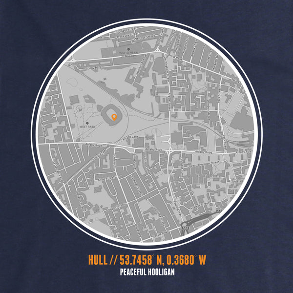 Hull City Location Hoodie Navy - Peaceful Hooligan 