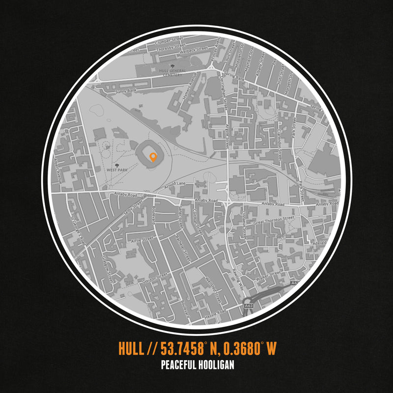 Hull City Location T-Shirt Black - Peaceful Hooligan 