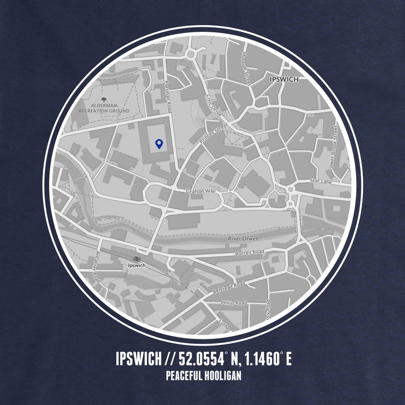 Ipswich Town Location Hoodie Navy - Peaceful Hooligan 