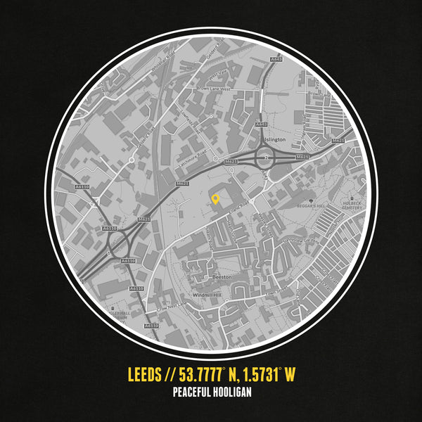 Leeds United Location Hoodie Black - Peaceful Hooligan 