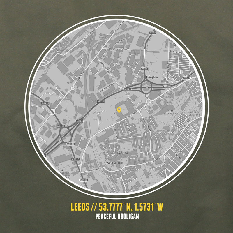 Leeds United Location Hoodie Olive