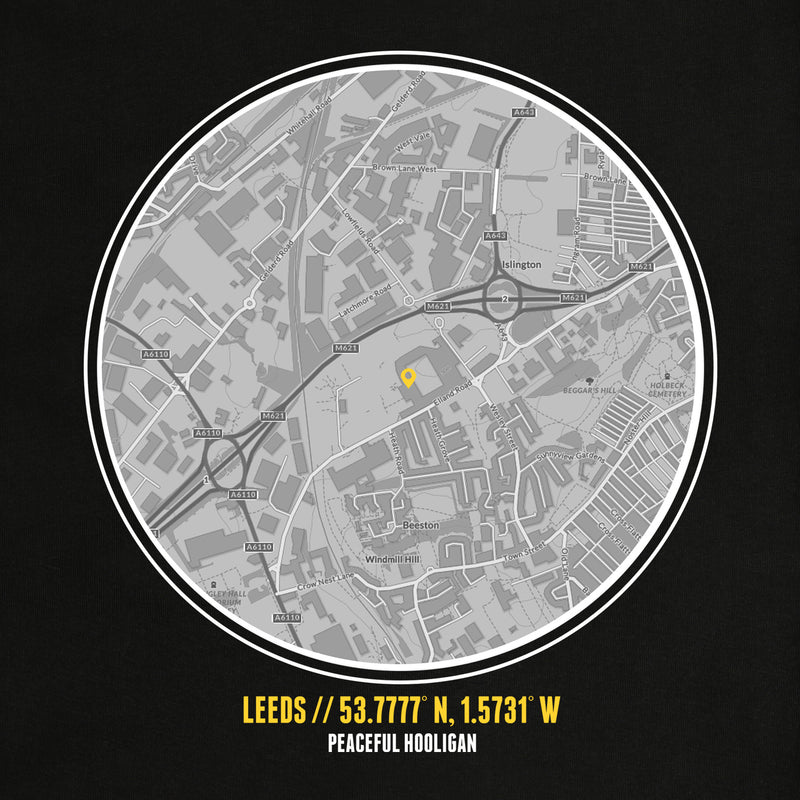 Leeds United Location T-Shirt Black - Peaceful Hooligan 