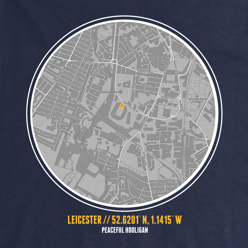 Leicester City Location Hoodie Navy - Peaceful Hooligan 