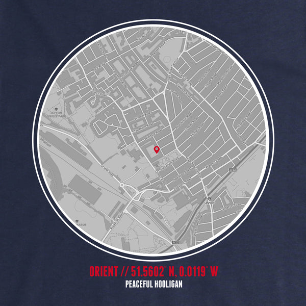 Leyton Orient Location Hoodie Navy - Peaceful Hooligan 