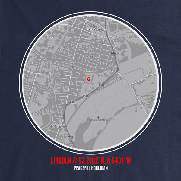 Lincoln City Location T-Shirt Navy - Peaceful Hooligan 