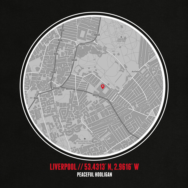 Liverpool Location Hoodie Black - Peaceful Hooligan 