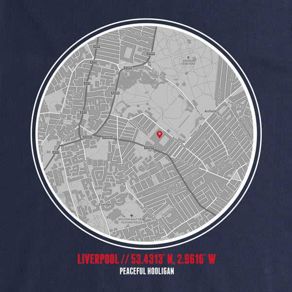 Liverpool Location T-Shirt Navy - Peaceful Hooligan 