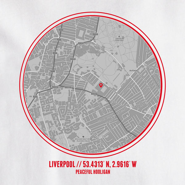 Liverpool Location T-Shirt White - Peaceful Hooligan 